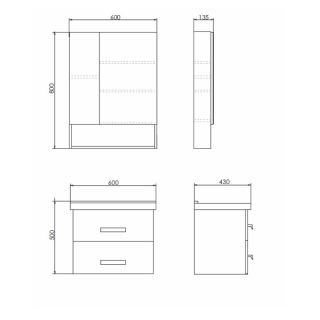 Comforty Тумба-умывальник "Парма-60" дуб дымчатый с раковиной "Миранда 60"