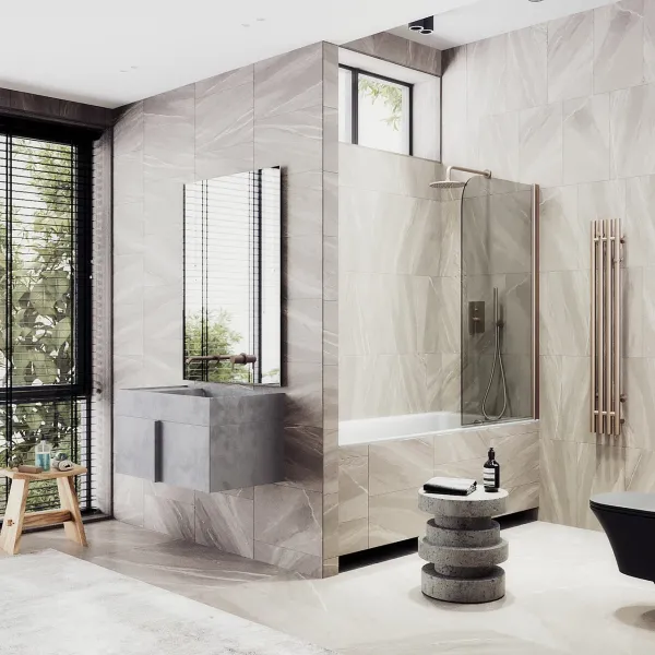 Шторка на ванну MaybahGlass MGV-622-2 80см бронза