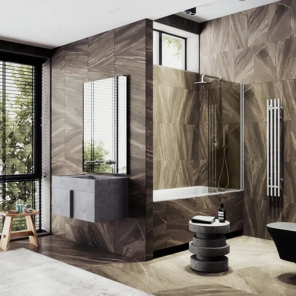 Шторка на ванну MaybahGlass MGV-622-5 80см хром матовый