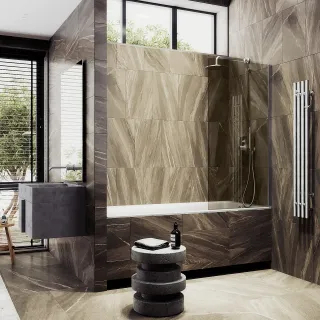 Шторка на ванну MaybahGlass MGV-59-5ш 60см хром матовый