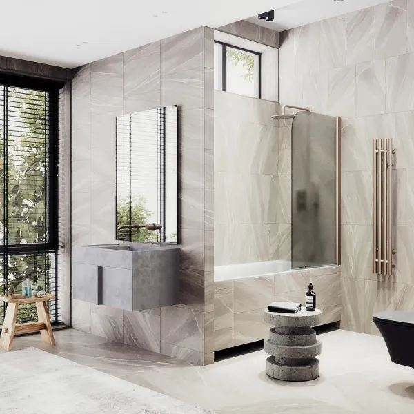 Шторка на ванну MaybahGlass MGV-602-2 40см бронза