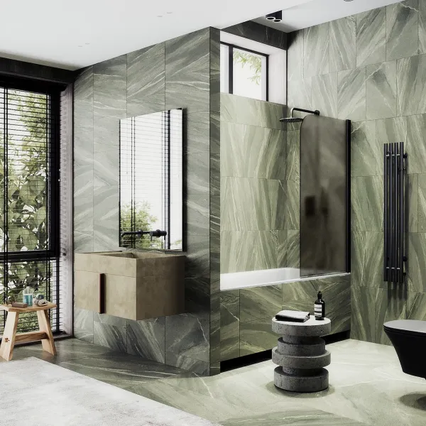 Шторка на ванну MaybahGlass MGV-602-6 40см чёрный