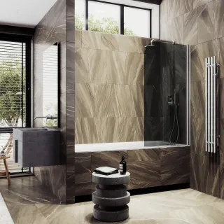 Шторка на ванну MaybahGlass MGV-623-5 80см хром матовый