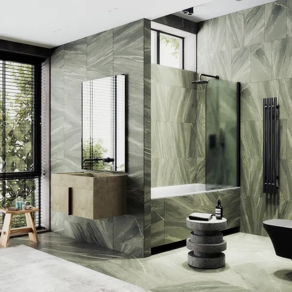 Шторка на ванну MaybahGlass MGV-615-6 60см чёрный