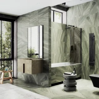 Шторка на ванну MaybahGlass MGV-67-6ш 50см чёрный