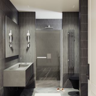 Душевая дверь MaybahGlass MGD-454-5 80см хром матовый/бронза