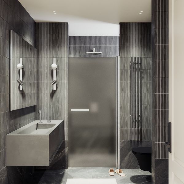 Душевая дверь MaybahGlass MGD-455-5 80см хром матовый/бронза матовая