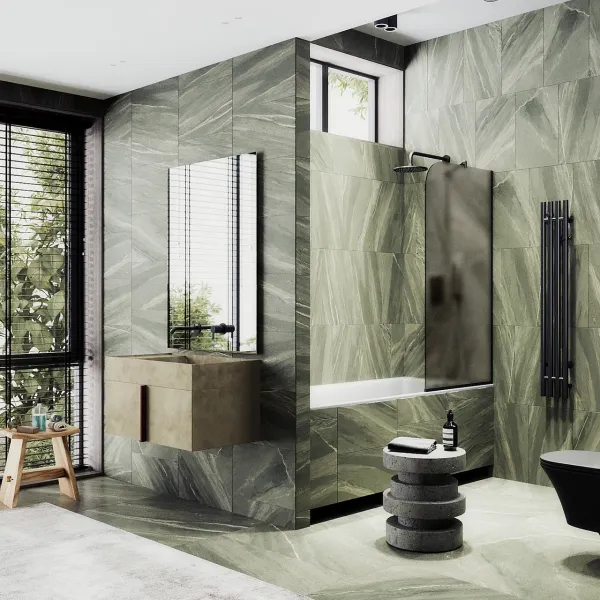 Шторка на ванну MaybahGlass MGV-72-6у 40см чёрный