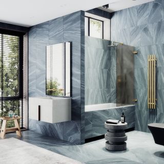 Шторка на ванну MaybahGlass MGV-648-3 40см золото