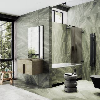 Шторка на ванну MaybahGlass MGV-654-6 70см чёрный