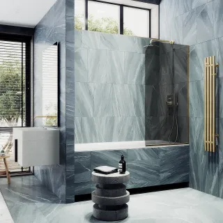 Шторка на ванну MaybahGlass MGV-128-3у 34см золото