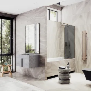 Шторка на ванну MaybahGlass MGV-82-2у 80см бронза