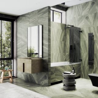 Шторка на ванну MaybahGlass MGV-656-6 70см чёрный