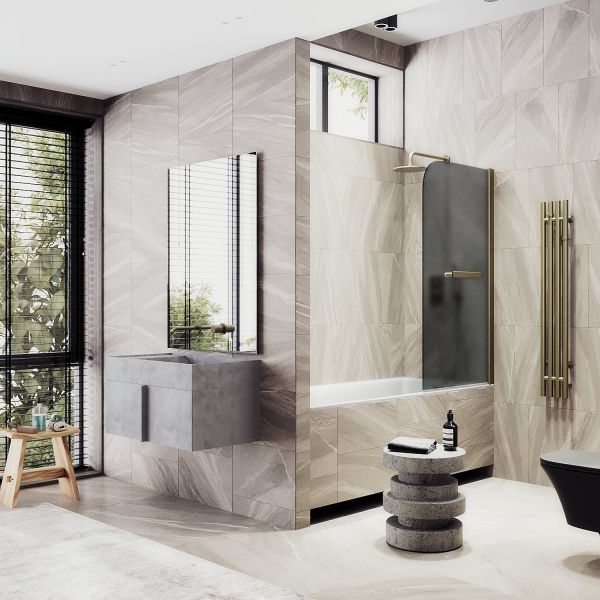 Шторка на ванну MaybahGlass MGV-780-2 60см бронза