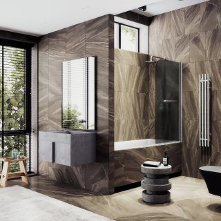 Шторка на ванну MaybahGlass MGV-792-5 80см хром матовый