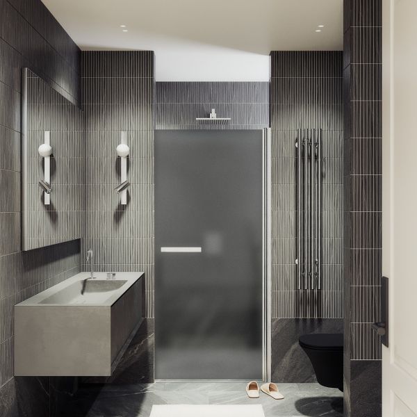 Душевая дверь MaybahGlass MGD-462-5 90см хром матовый/графит матовый