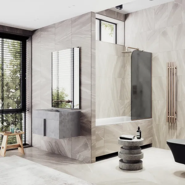 Шторка на ванну MaybahGlass MGV-88-2у 80см бронза