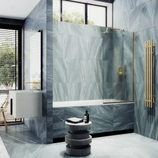 Шторка на ванну MaybahGlass MGV-92-3у 60см золото