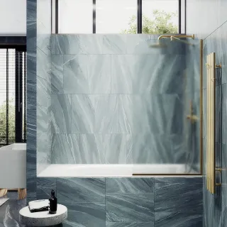Шторка на ванну MaybahGlass MGV-130-3у 34см золото