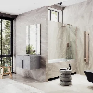 Шторка на ванну MaybahGlass MGV-62-2ш 40см бронза