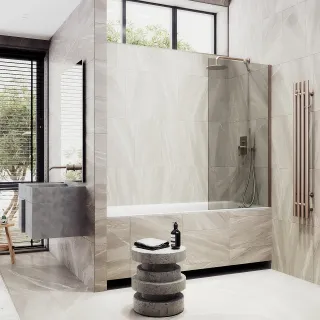 Шторка на ванну MaybahGlass MGV-67-2ш 50см бронза