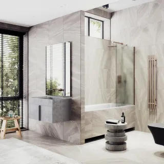 Шторка на ванну MaybahGlass MGV-90-2ш 40см бронза