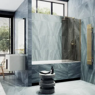 Шторка на ванну MaybahGlass MGV-59-3ш 60см золото