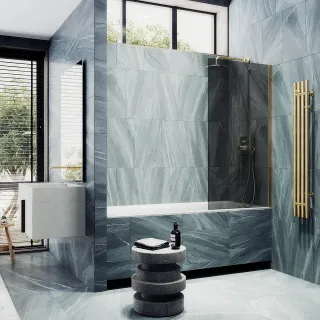 Шторка на ванну MaybahGlass MGV-78-3ш 40см золото