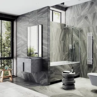 Шторка на ванну MaybahGlass MGV-64-1у 80см белый