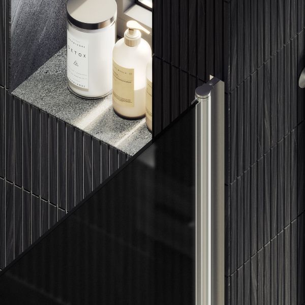 Душевая дверь MaybahGlass MGD-457-5 80см хром матовый/графит матовый