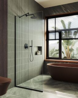 Душевая перегородка MaybahGlass MGD-695-6у 79см чёрный