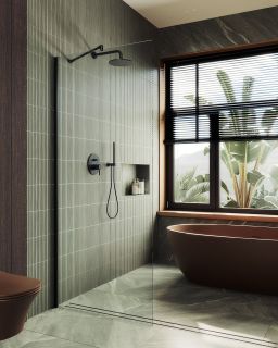 Душевая перегородка MaybahGlass MGD-695-6ш 79см чёрный