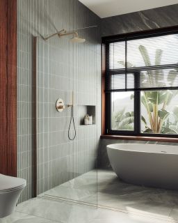 Душевая перегородка MaybahGlass MGD-695-2ш 79см бронза