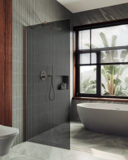 Душевая перегородка MaybahGlass MGD-698-2ш 79см бронза