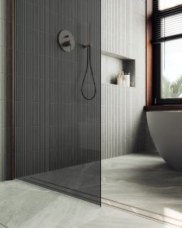 Душевая перегородка MaybahGlass MGD-698-2ш 79см бронза