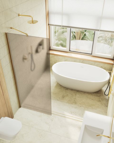 Душевая перегородка MaybahGlass MGD-697-3ш 79см золото