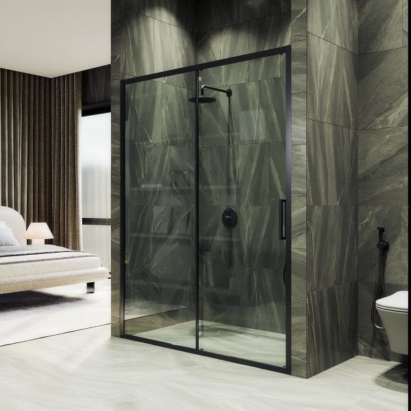 Душевая дверь MaybahGlass MGD-1276-6 120см чёрный/прозрачный