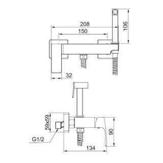 Гигиенический душ со смесителем Raglo R01.51.23 золото