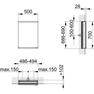 Зеркальный шкаф Keuco Royal Modular 2.0 800000050100100 50 см