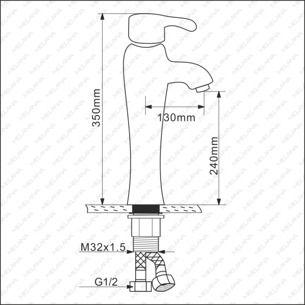 Смеситель для раковины Melana MLN-F-001CBK-M чёрный матовый