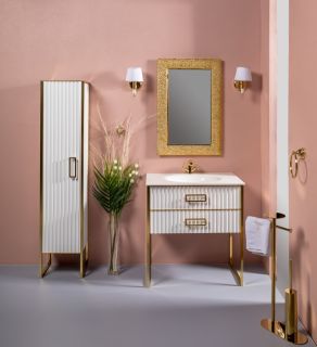 Тумба под раковину Armadi Art Monaco 80см белый/золото 866-080-WG