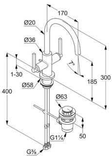 Смеситель для раковины Kludi Nova Fonte Puristic хром 201180515