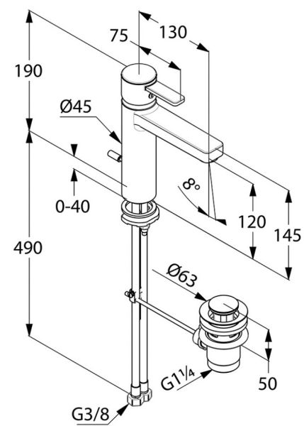 Смеситель для раковины Kludi Zenta XXL хром 382640575