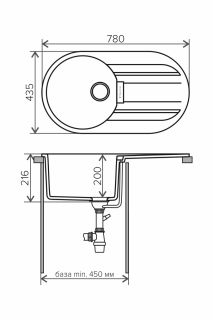Мойка кухонная Tolero Loft TL-780 серый металлик 473851