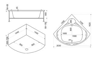АКРИЛОВАЯ ВАННА BAS ХАТИВА 143см