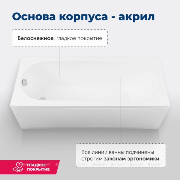 Акриловая ванна Aquanet Lotos 334159 170x70 см с каркасом