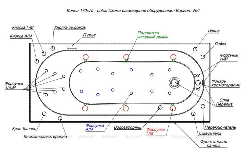 Акриловая ванна Aquanet Lotos 311882 170x75 см с каркасом