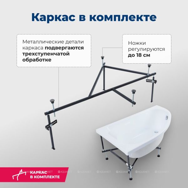 Акриловая ванна Aquanet Mia 246817 140x80 см левая с каркасом