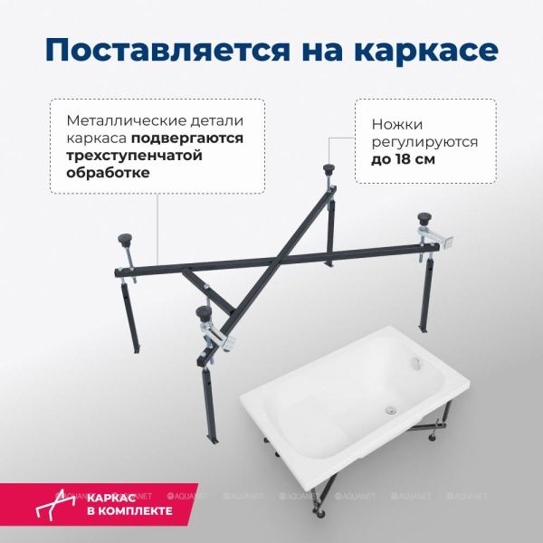 Акриловая ванна Aquanet Seed 246173 110x70 см с сиденьем и каркасом