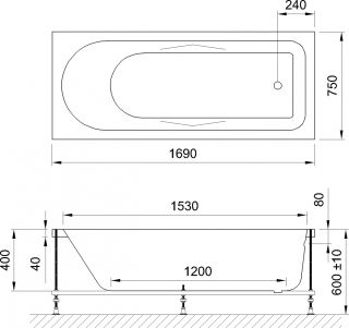 Акриловая ванна Royal Bath Tudor 170x75см белый RB407701